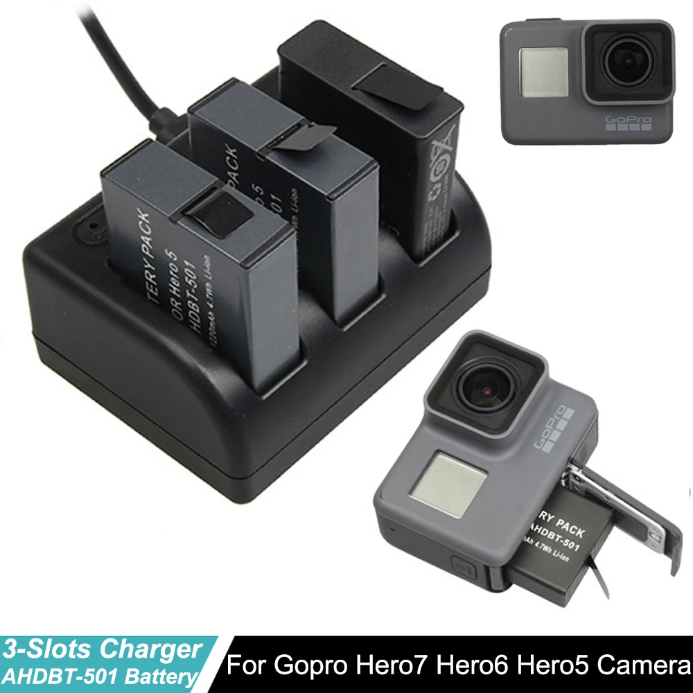Hero 5 Батарея для GoPro hero 7 Батарея hero 6 hero 5+ 3-ходовой Тип-C Порты и разъёмы Зарядное устройство для GoPro hero 7 hero 5 6 экшн-камеры Go pro Камера аксессуары