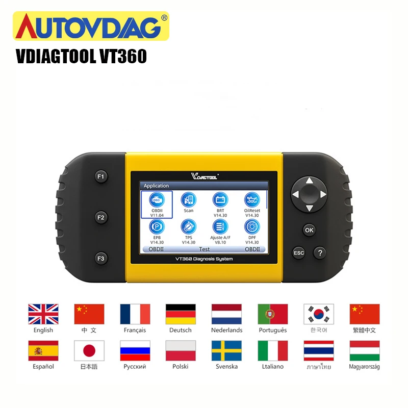 Автомобильный диагностический инструмент VDIAGTOOL OBD 2 VT360 OBDII ABS подушка