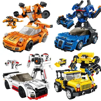 

3 Changes Transform Racing Sports Car Creator Robot Building Blocks Model Building Bricks Set DIY Toys for Children