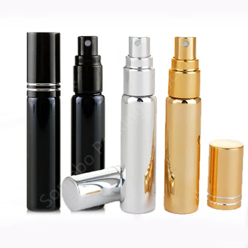 

300pcs/lot 5ML 10ML Gold Empty Glass Spray Bottles Refillable Portable Mini Sample Perfume Bottle Atomizer Cosmetic Contaier