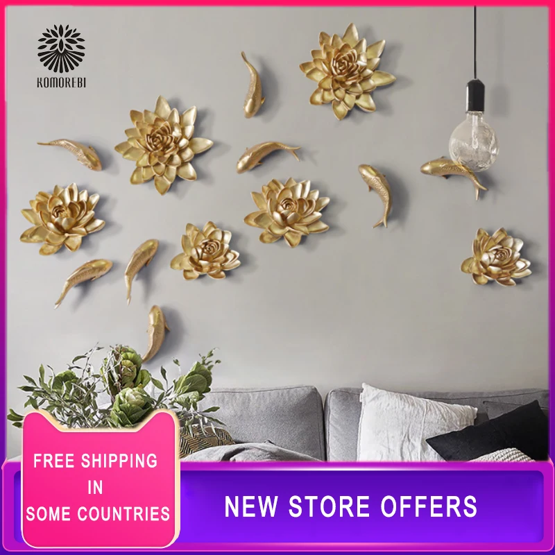 

DIY Decoration Lotus Peony Flower Wall Mount Artwork Chinese Style Three-dimensional Resin Decoration Room Decor Wall Sticker
