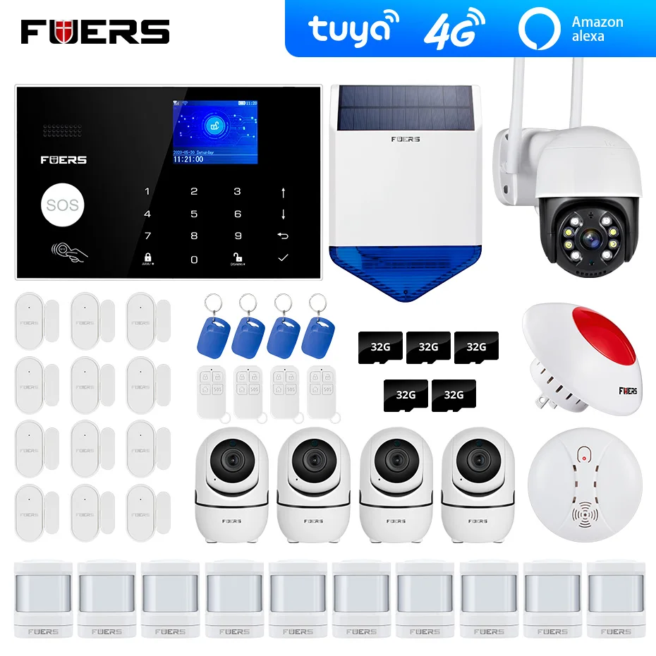 4G Wifi GSM alarma sistemas Tuya Alexa de seguridad para hogar alarma Solar Cámara teclado inteligente alarma de ladrón para hogar SystemTuya Cámara Wifi