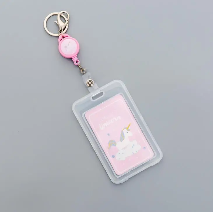 1 шт. Kawaii прозрачный Единорог держатель для карт милые брелоки с животными банковская карта идентификатор автобуса держатель для карт s канцелярский Подарочный значок держатель