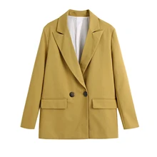 Marca za blazer cruzado mujeres solapa manga larga Mujer traje chaqueta abrigo top chic cintura alta pantalones de pierna ancha