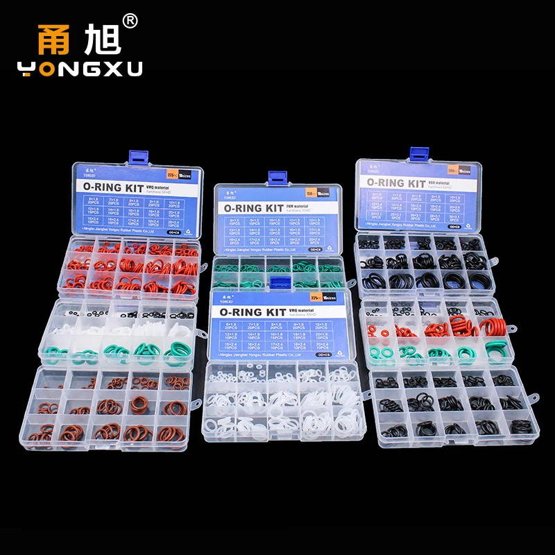 

O Rings Rubber/Silicone O Ring Seal VMQ NBR FKM Sealing O-rings Nitrile Washer Rubber oring set Assortment Kit Set Box Ring