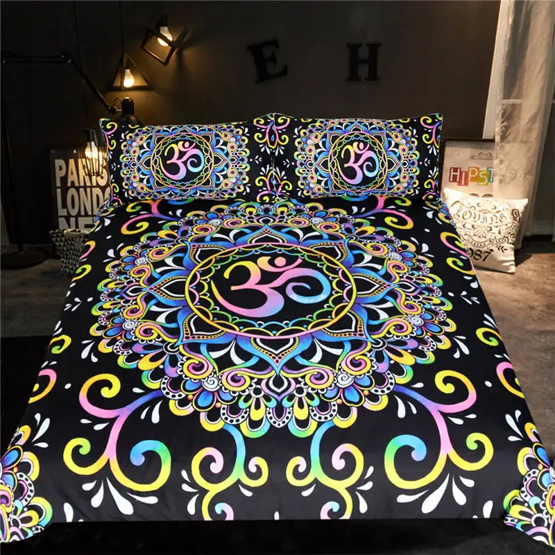 DoodleOhm DoodleOhm от Brizbazaar Комплект постельного белья мандала цветок пододеяльник красочные постельный комплект из 3 предметов розовый фиолетовый синий желтый постельное белье - Цвет: DoodleOhm