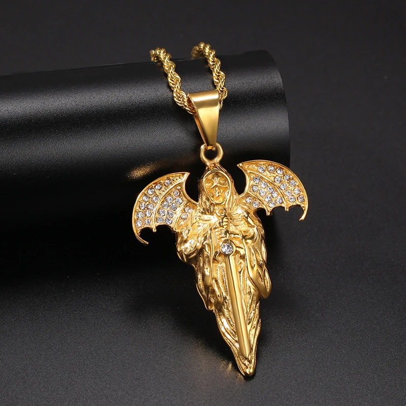 Collar-de-acero-inoxidable-para-hombres-joyer-a-de-rapero-Hip-Hop-Color ...