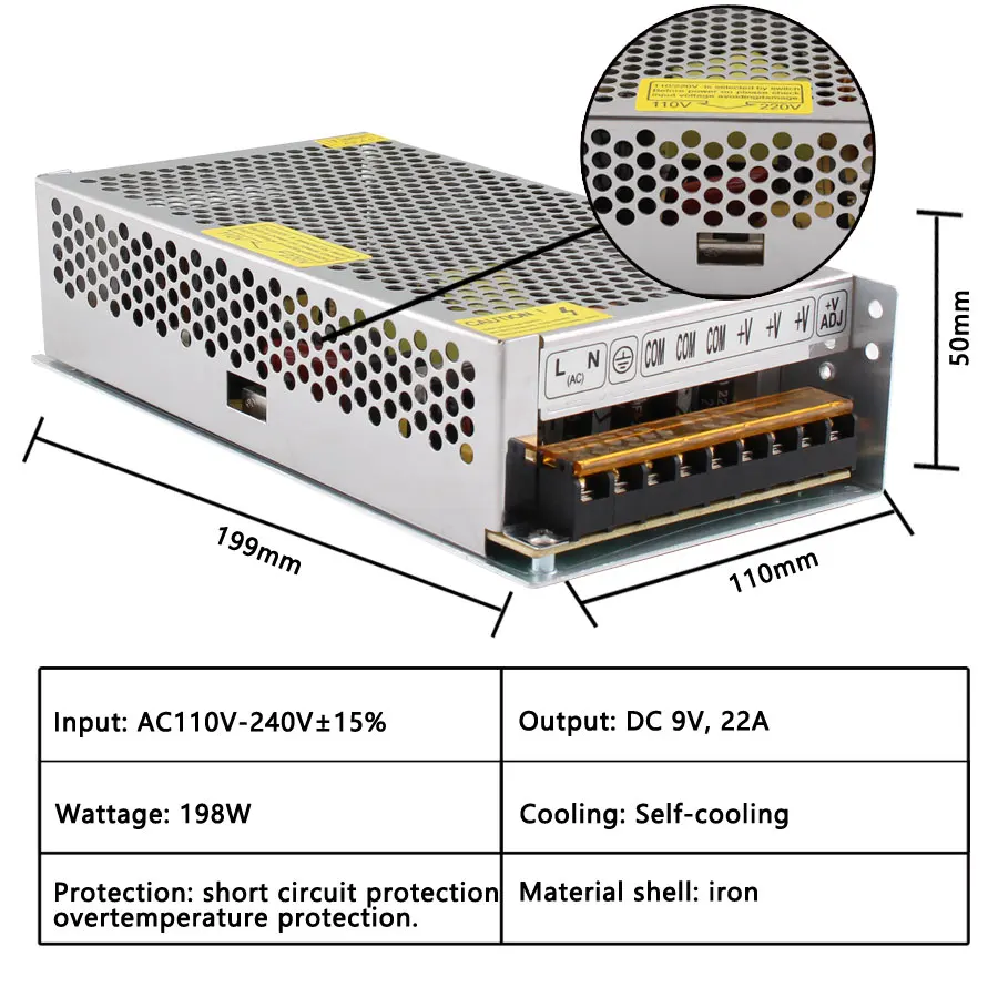 Источник питания DC 12V 9V 15V 18V 2A 3A 5A 8A 10A 20A 30A трансформатор освещения для светодиодной ленты переключатель света драйвер адаптера питания