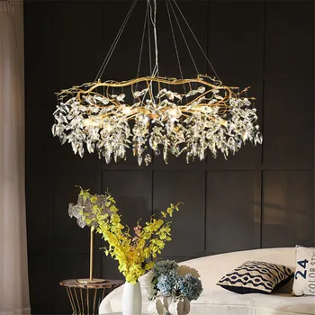 

Modern Nordic Chandelier Lustres De Cristal Living Room Hotel Lobby Chandelier Lighting Dining Room Decor Chandeliers Ceiling AC