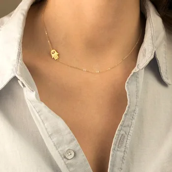 

Fashion Women Hamsa Fatima Hand Necklace God Evil Eye For Women Choker Necklace от сглаза амулет collier main fatma Jewelry