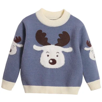 

children's reindeer christmas sweater age for 2 - 8 yrs toddler boys red warm long sleeve tops 2020 new fall winter ugly sweater