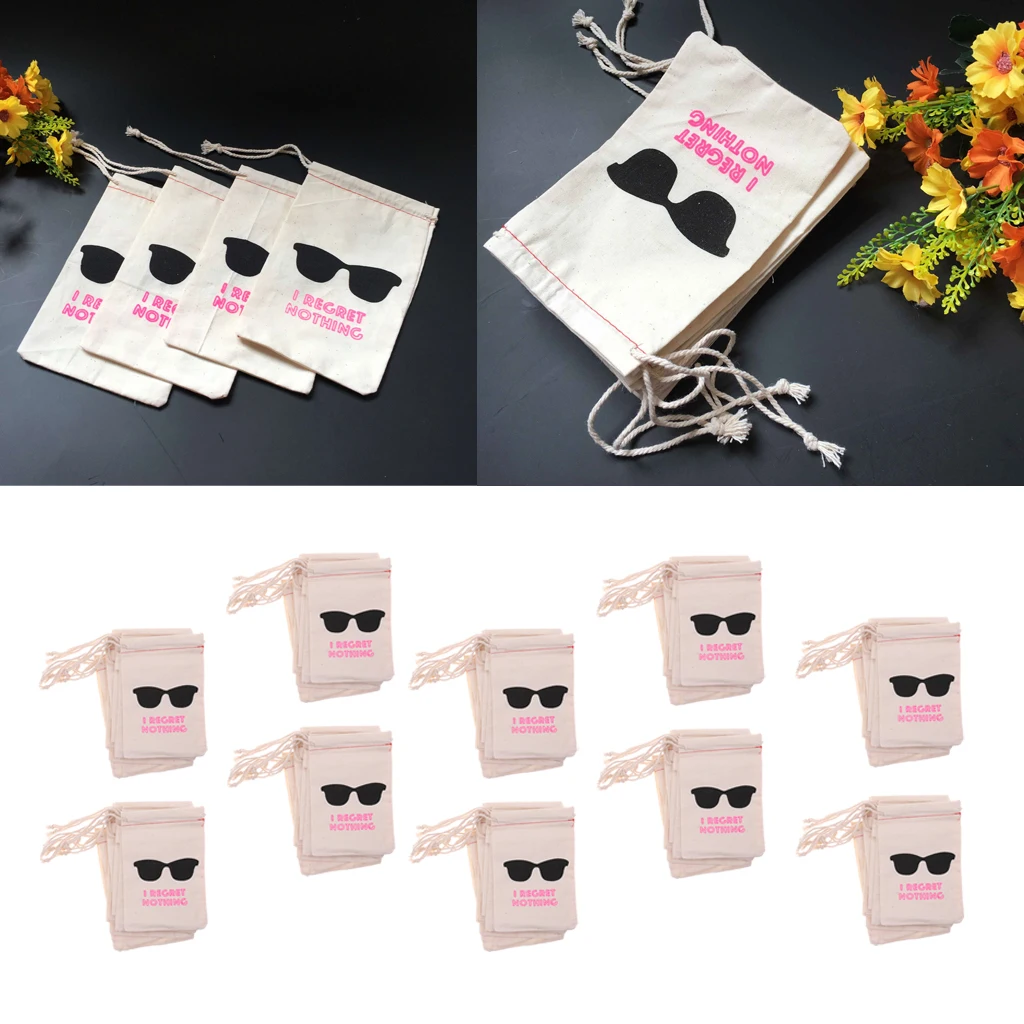 100/Pack I Regret Nothing Hangover Kit Bachelorette Party Favors Gift Bags Wedding Cotton Muslin Welcome Favors Bags