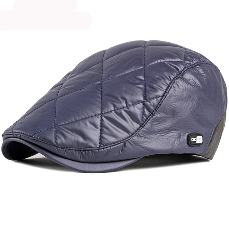 Navy Blue HT2864 береты, винтажная мужская шапка, толстая, теплая, Осень-зима, шапка для мужчин, плюща, газетчик, плоская кепка, шапка художника, непродуваемая, мужская, берет, Кепка - Цвет: Navy Blue