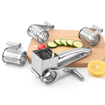 304 Stainless Steel Cheese Grater with 3 cutters Household Kitchen Hand Rotation Creative for cheese nut baking tools