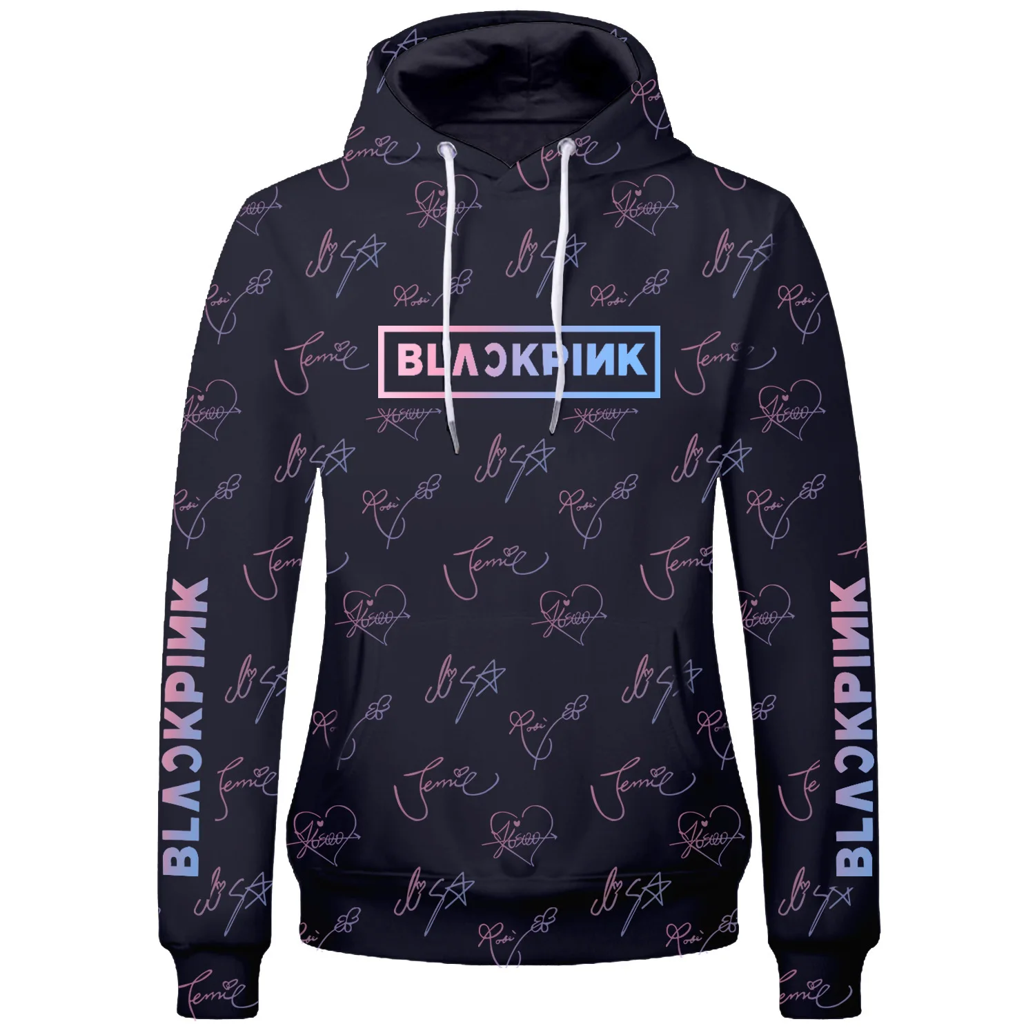  KPOP Blackpink Hoodie Sweatshirt Hoodies Women Persona Lisa Jisoo Rose Autograph Oversized Hoodie C