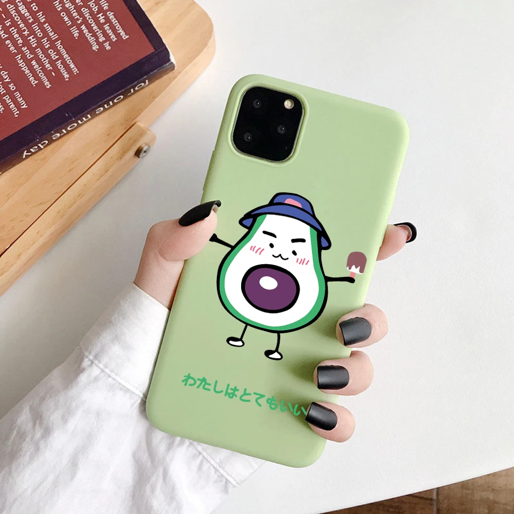 Матовый чехол для телефона s для iPhone 11 Pro 6 6S 8Plus X XR 7Plus XS Max милый мягкий силиконовый чехол с авокадо забавным динозавром карамельный чехол Coqua - Цвет: 15