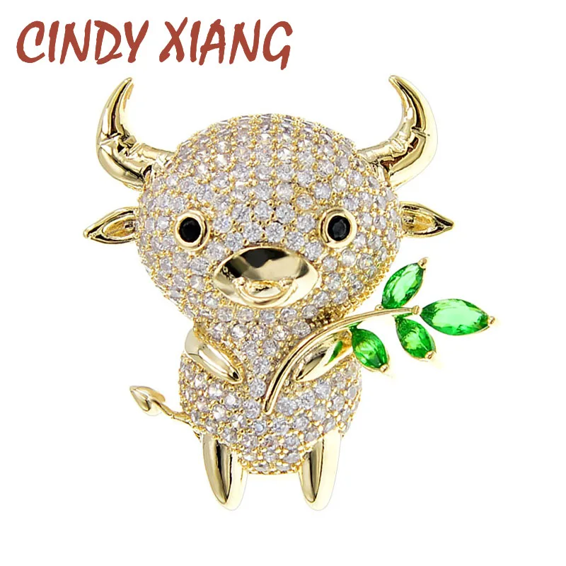 Женская Брошь CINDY XIANG брошь в форме быка из циркона милая Медная виде животных
