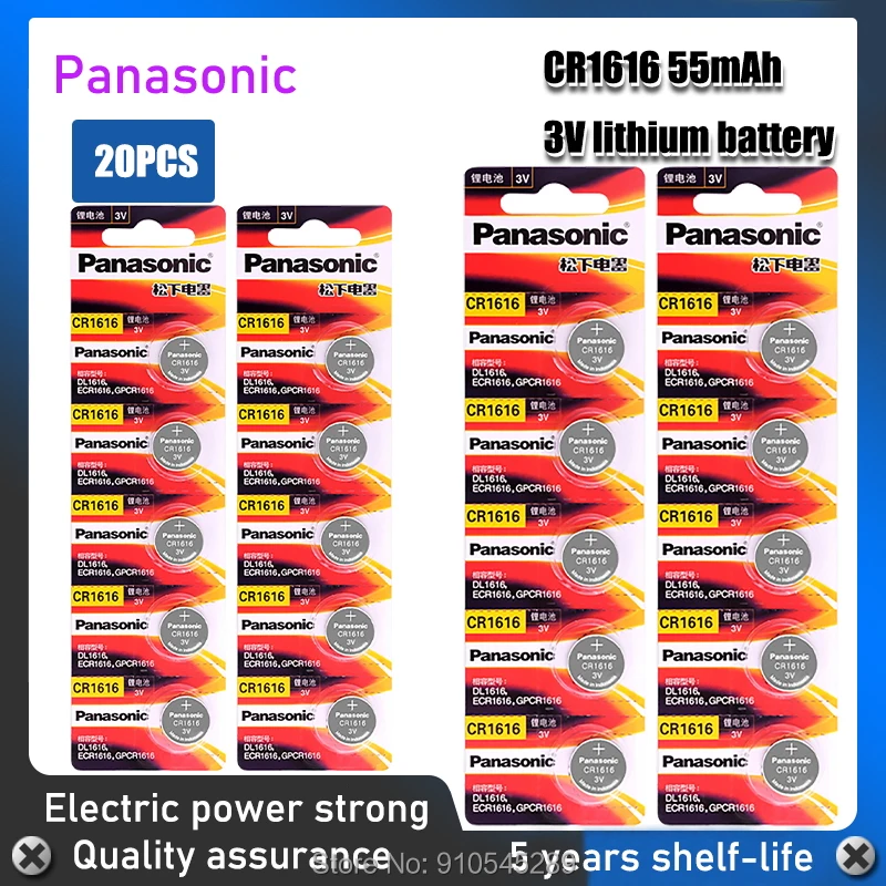 20Pcs 3V Panasonic CR1616 Button Cell Coin Batteries Car Remote Control Electric Alarm Lithium Battery Replacement |