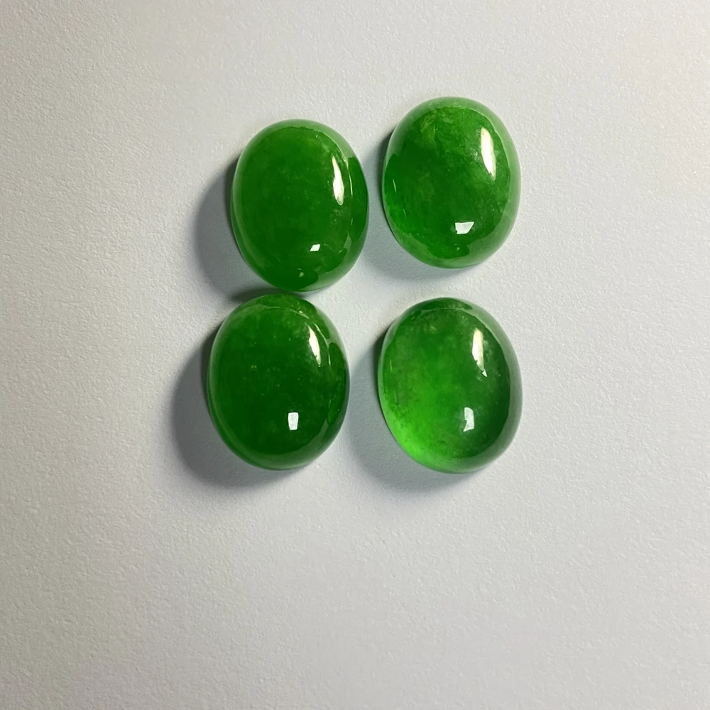 Type A Natural Myanmar Mossy Green Jadeite Cabochon 1.645 Cts Jewelry Making Burmese Jade Loose Stone for Ring/Pendant