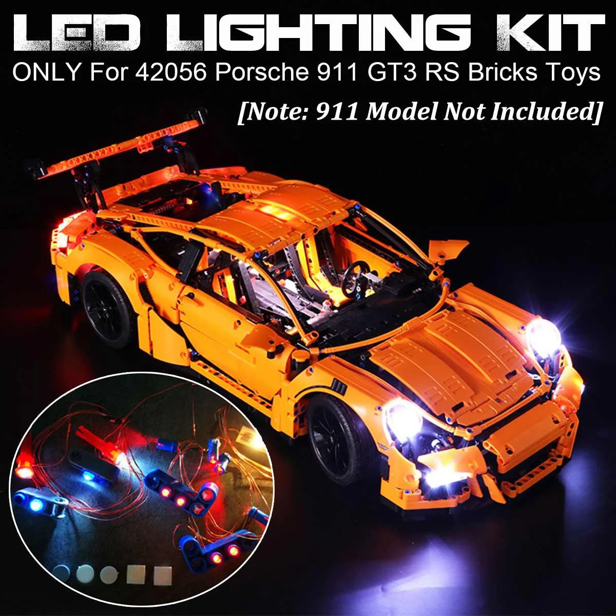 Светодиодный светильник ing Kit для 42056 Technic Porrsche 911 GT3 RS кирпичи игрушки (911 модель не