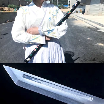

Leather Saya Chinese KungFu Straight Dao Sword Strong High Manganese Steel Blade Sharp WuShu Tang Dynasty Saber