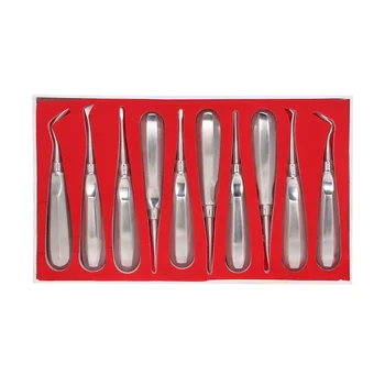 

10Pcs Dental Root Elevator Orthodontic Tooth Loosening Root Extraction Kit Straight Curved Root Dentist Instrument Tool
