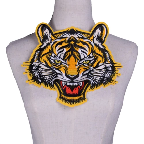 Большие вышитые Пришивные патчи желтый тигр, хорошая женская кожаная куртка, скрапбукинг NL357 - Цвет: 4