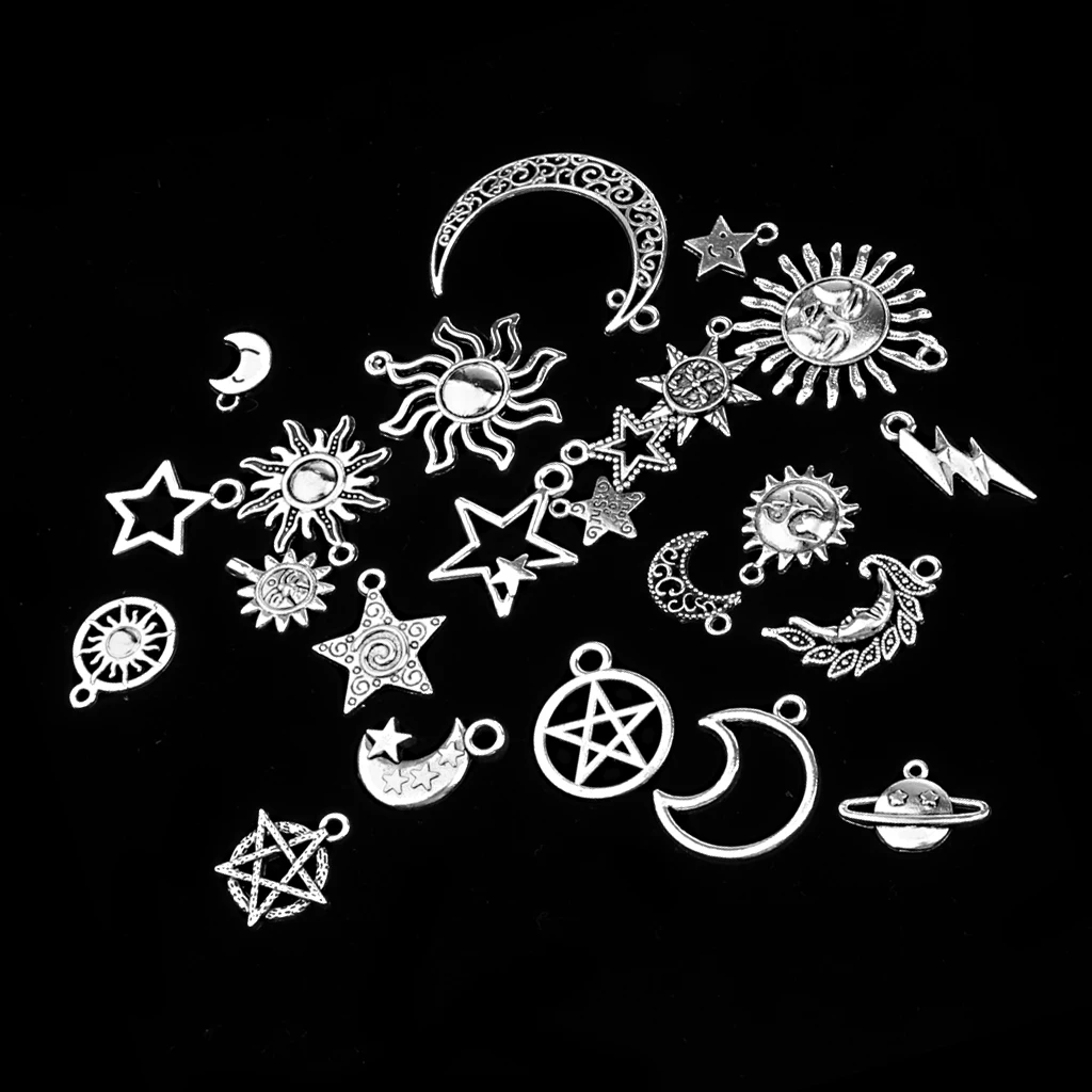 Pack of Moon Star Craft Supplies Collection Charms Pendant for Crafting, Jewelry Findings Making Accessories