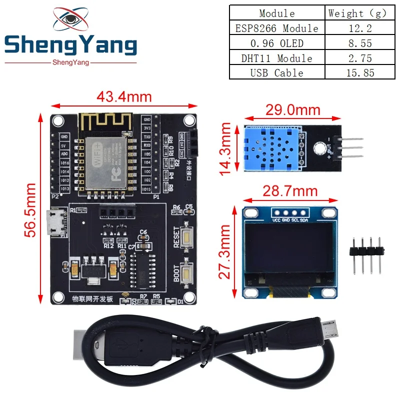 TZT ESP8266 Weather Station DIY Kit IOT Starter Kits for Arduino with 0.96 OLED Display D1 MINI Wireless WIFI Bluetooth Module |