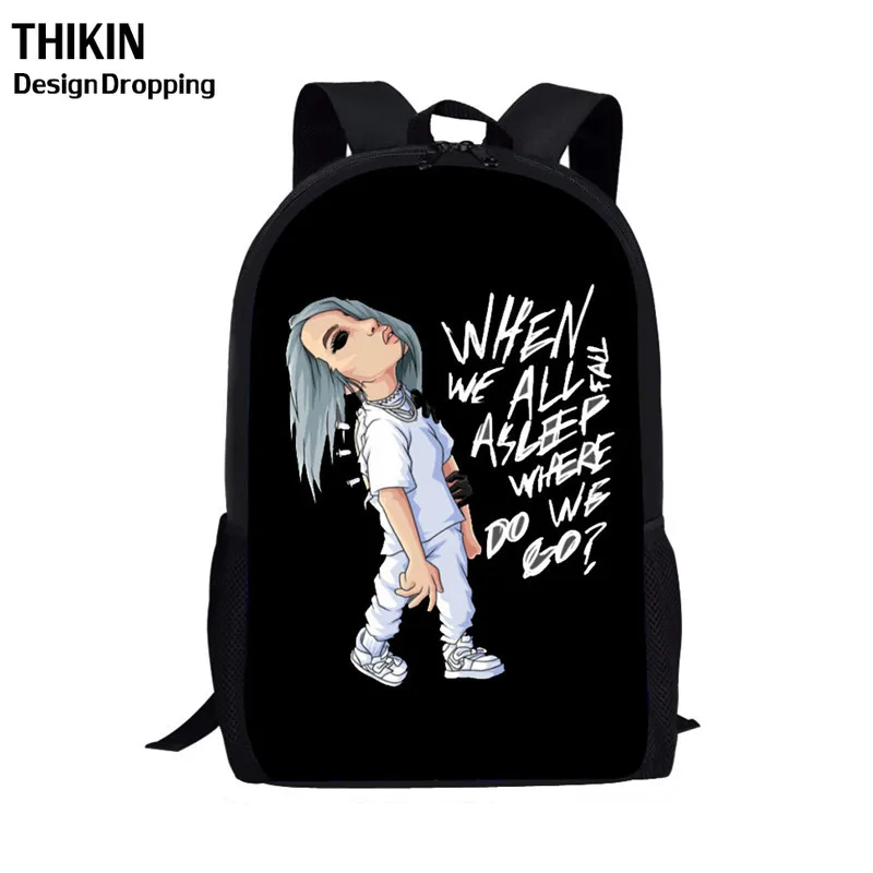 THIKIN 3D школьные сумки Billie Eilish рюкзаки для детей женские хип-хоп школьный рюкзак для подростков девочек рюкзак детские рюкзаки Mochila