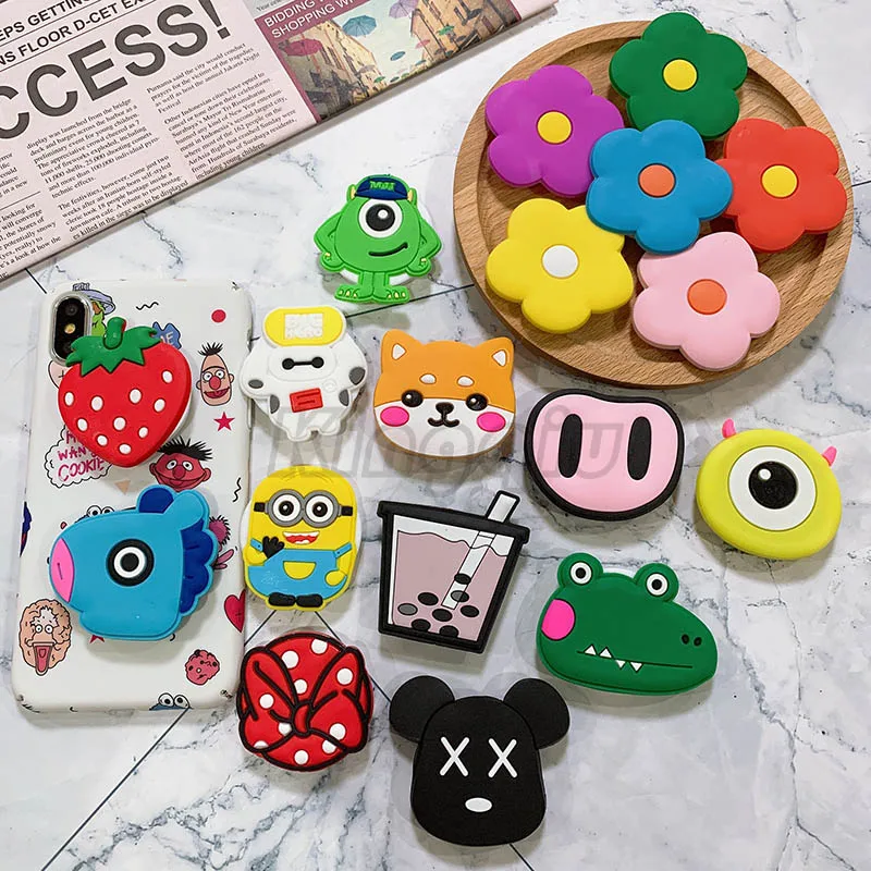 

Universal phone Stand bracket Expanding Stand stretch grip phone Holder Finger Cute cartoon flowers stand for iphone X XS