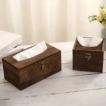 

Paper Rack Wood Storage Tissue Box Car Home Rectangle Shaped Tissue Box Container Towel Napkin Tissue Dispenser Organizer Holder
