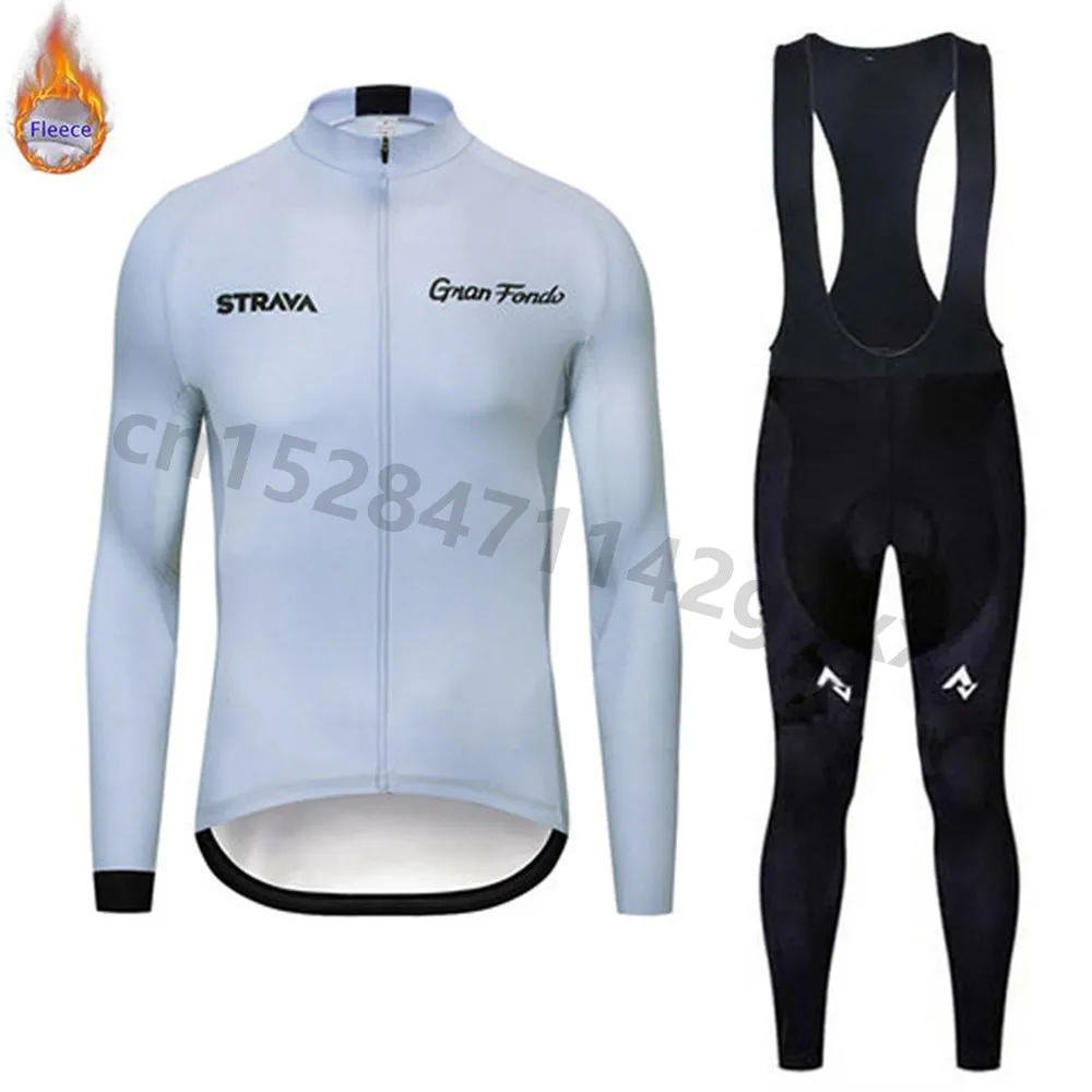 STRAVA Велоспорт Джерси мужские зимние с длинным рукавом комплект велосипедная одежда термо флис Roupa De Ciclismo Invierno Hombre велосипедная одежда