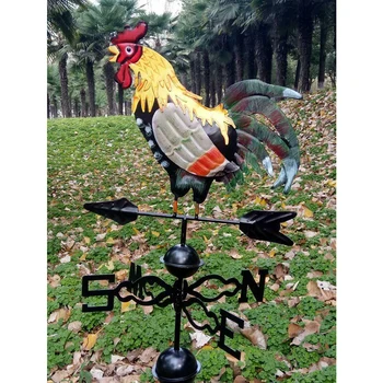 

Yard Decor Colorful Craft Iron Structure Garden Rooster Design Weather Vane Wind Direction Professional Spinner Durable Retro
