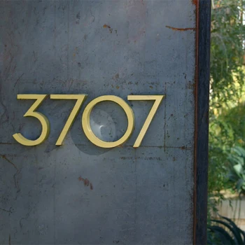 

Big Floating House Number Sign Golden 15cm Modern Building Signage Outdoor Huisnummer Numeros Casa Door Numbers Address Plate