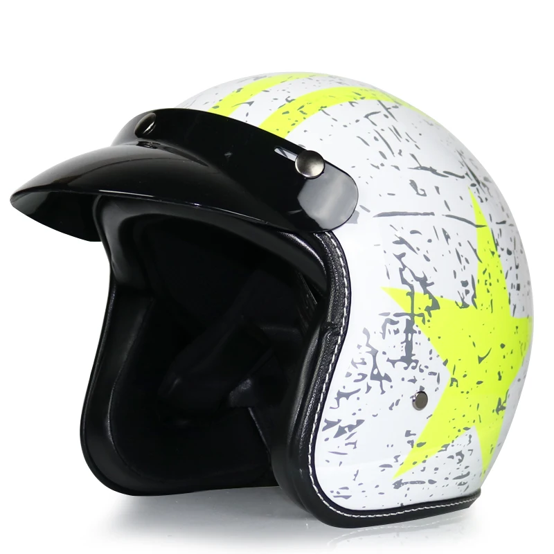 Мотоциклетный шлем в стиле ретро capacete 3/4 с открытым лицом Половина шлем-каска мото все сезоны с очками - Цвет: 5