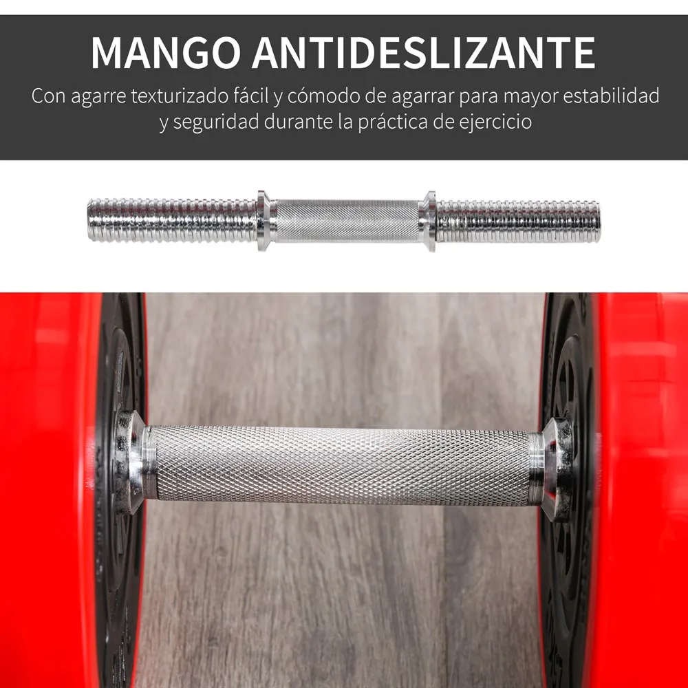 HOMCOM Juego de Mancuernas Ajustable 30KG con Barra de Conexión de Acero y  Discos Desmontable Juego de Pesas para entrenamiento en Casa Gimnasio  Oficina Negro