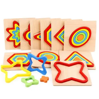 

Shape Cognition Board Children's Jigsaw Puzzle Wooden Kids Educational Toy Baby Children Montessori Learning Match Bricks Toys