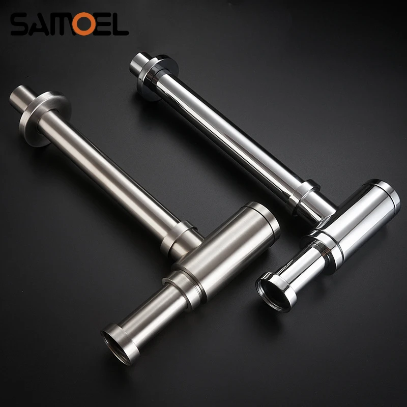 Pia do Banheiro Bottle Trap Basin Brass Chrome Sifão Drenos com Pop up Drain Aço Inoxidável P-trap Resíduos de Tubos Pd825