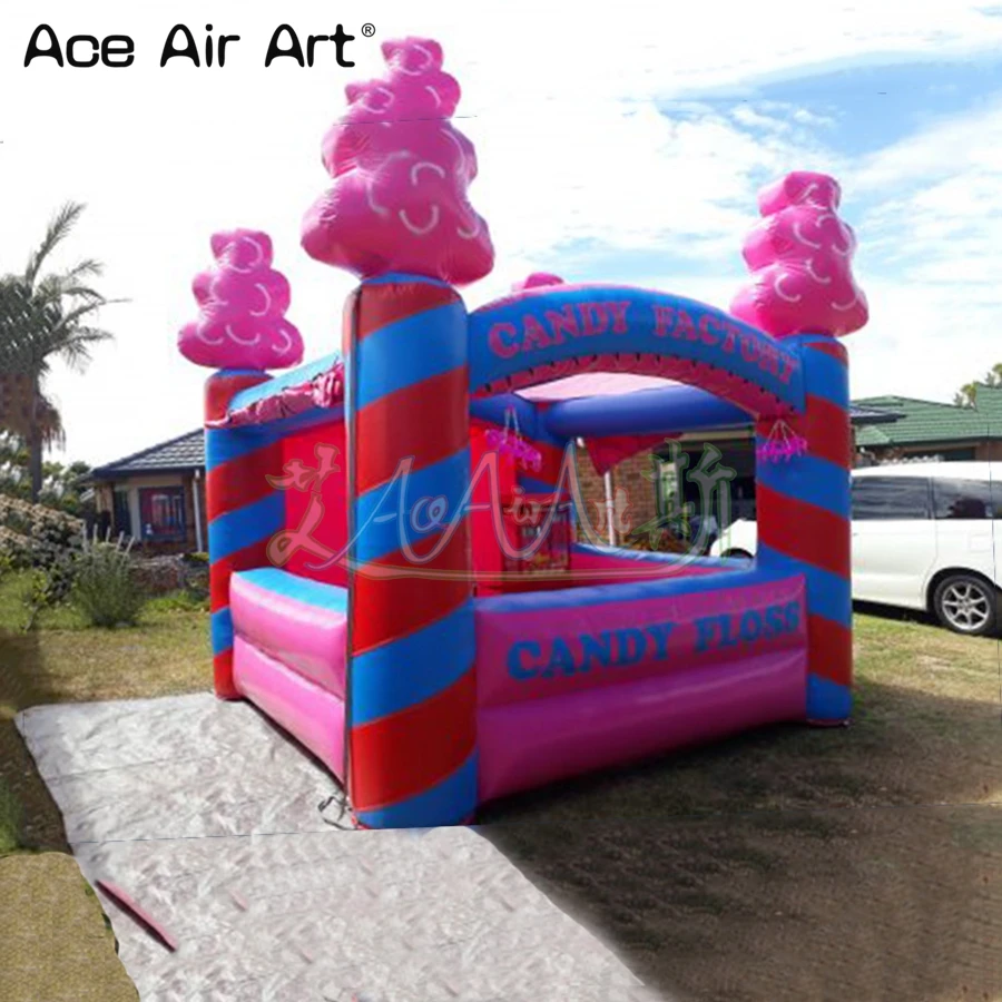 Custom-pink-inflatable-candy-floss-stall-station-kiosk-booth-for-promotion