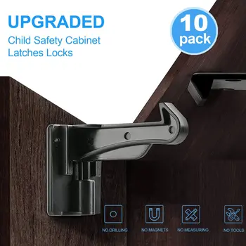 

Safety Drawer Locks Baby, Invisible Spring No Drilling Children Proofing Latches Locks for Kitchen Cabinet & Drawer 10 Pack
