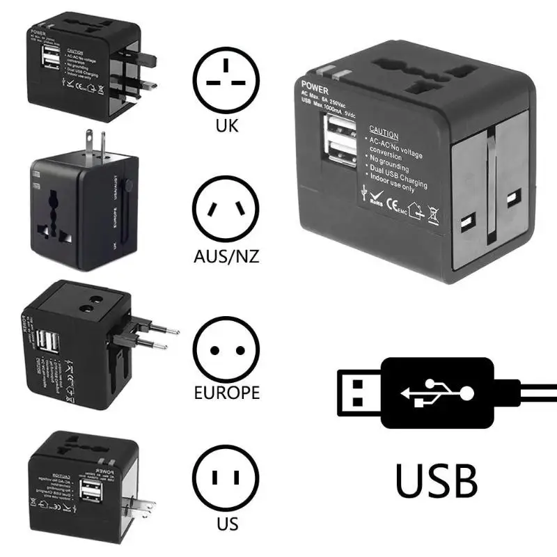 Universal UK US AU EU AC Power Socket Plug Travel Charger Global Multi-functional Adapter Plug Dual USB Travel Charger converter
Universal UK US AU EU AC Power Socket Plug Travel Charger Global Multi-functional Adapter Plug Dual USB Travel Charger converter