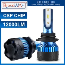 BraveWay CSP çip Turbo LED ampuller arabalar için H8 H9 H11 LED H4 HB4 HB3 H7 lambalar 12V H4 LED far H1 LED lambaları 4300K 6500K
