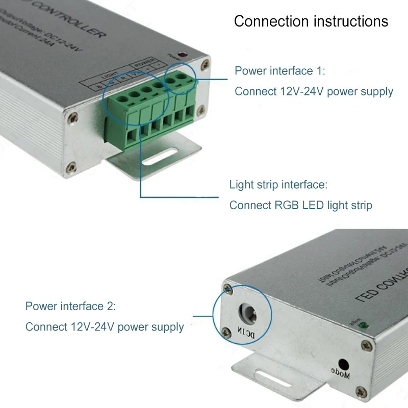 12A 24A 30A LED 컨트롤러 무선 4 키 RF 원격 제어 모듈 조광기 RGB 컨트롤러, 5050 3528 LED 스트립 조명 DC12 24V