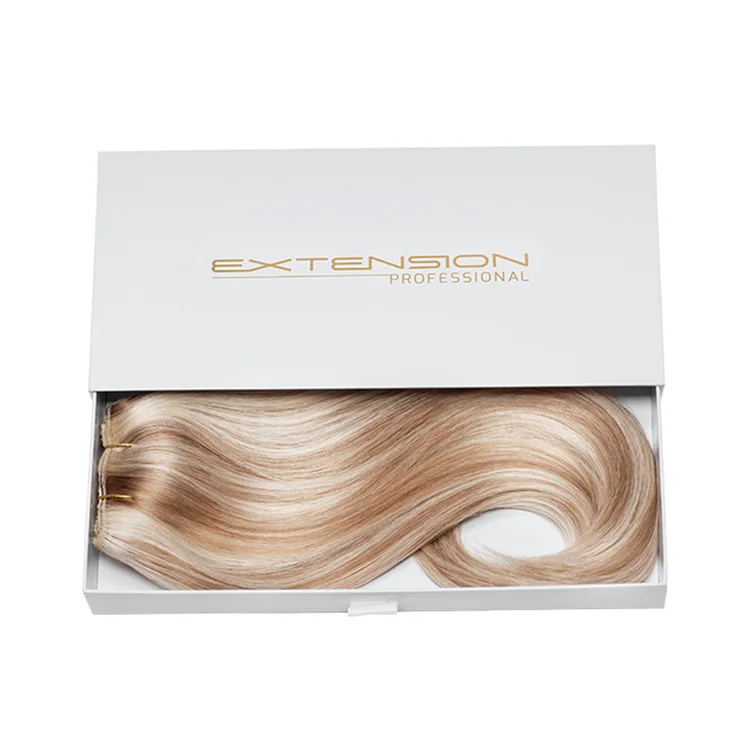 Customized Private Label Blond Braid Weave Hair Extension Gift Packaging Drawer Brown Kraft Paper Box With Window For Wig 6