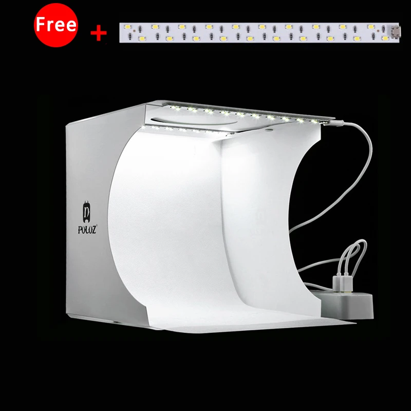Economici 3 LED Pieghevole Lightbox 22*23 Fotografia Photo Studio Softbox Softbox Portatile Regolabile Luminosità Light Box Per La Macchina Fotografica DSLR