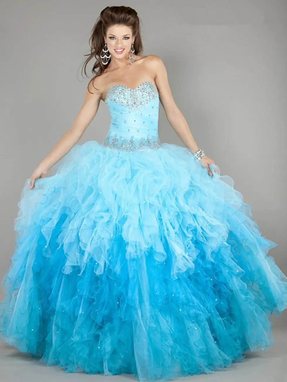 

free shipping 2020 beading crystal Brand New Blue Prom Ball Gown Formal Party Evening Quinceanera mother of the bride dresses