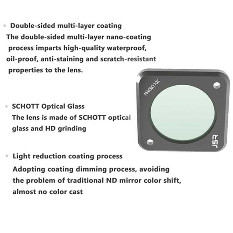 HD Macro 10X Camera Lens for DJI Action 2 Aluminum Frame Optical Glass Lens Filter Vlog Shooting for Osmo Action 2 Accessories