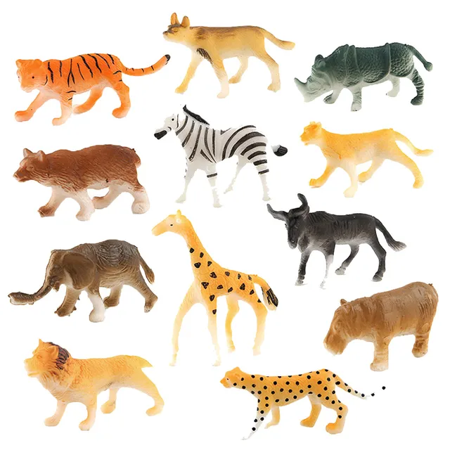 12pcs Wild Animals Jungle Zoo Figure Assorted Plastic Toy Kids Educational Learning Toys Realistic Wild Life Animal Model Action 5