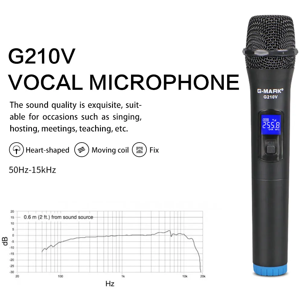 G-MARK G210V Wireless Microphone 2 Channels VHF Professional Handheld Mic For Party Karaoke Church Show Meeting